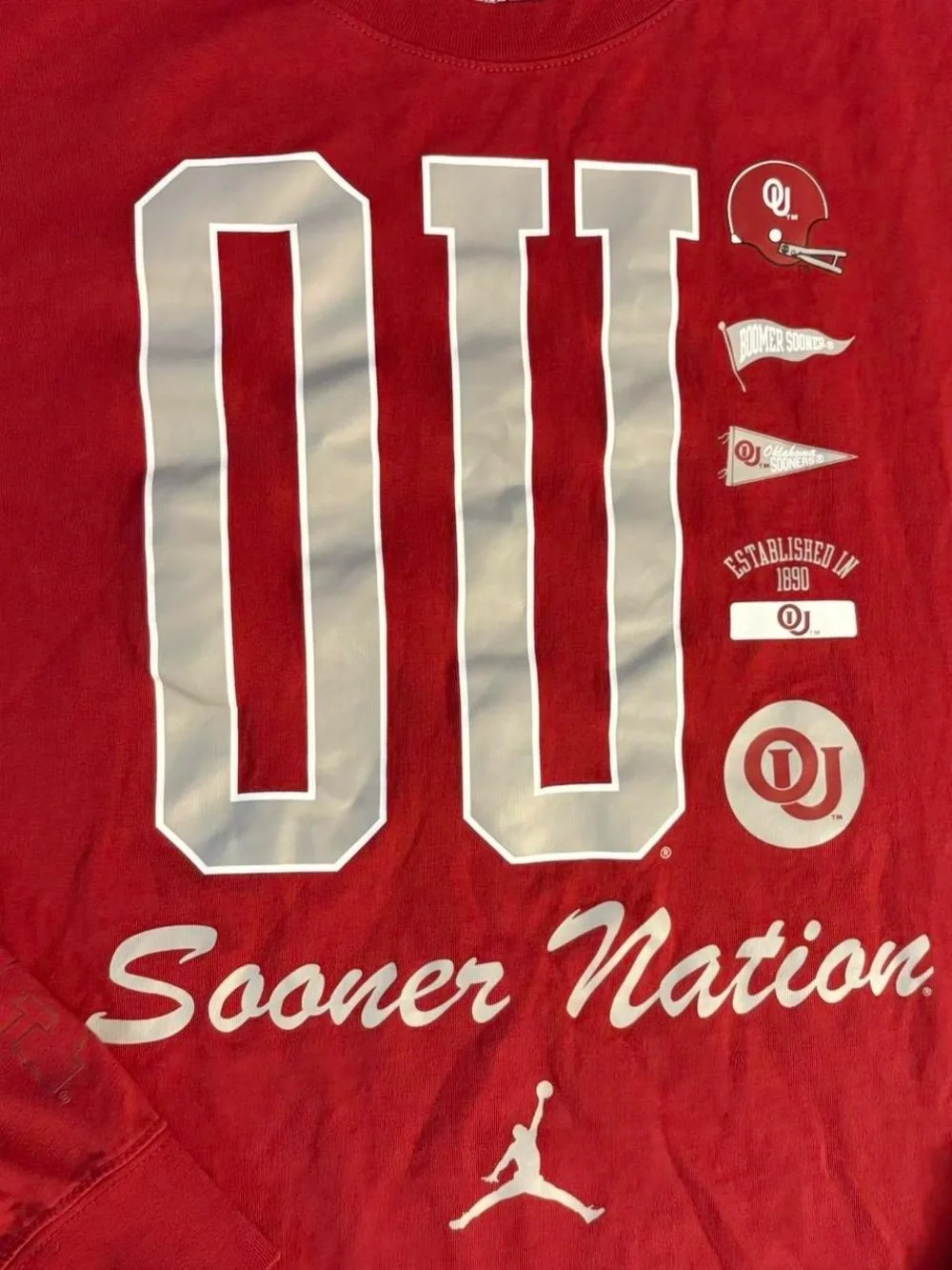 Men’s XXL Nike Jordan Oklahoma Sooner Nation Red Longsleeve